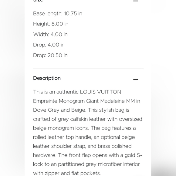 Louis Vuitton Empreinte Monogram Giant Madeline MM in Dove Grey - Picture 8 of 16